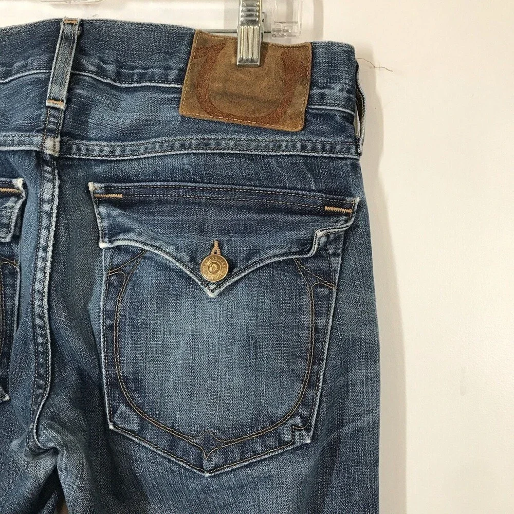 True Religion Ricky Bootcut Button Fly Flap Pockets Men's Size 31x34 Denim Jeans